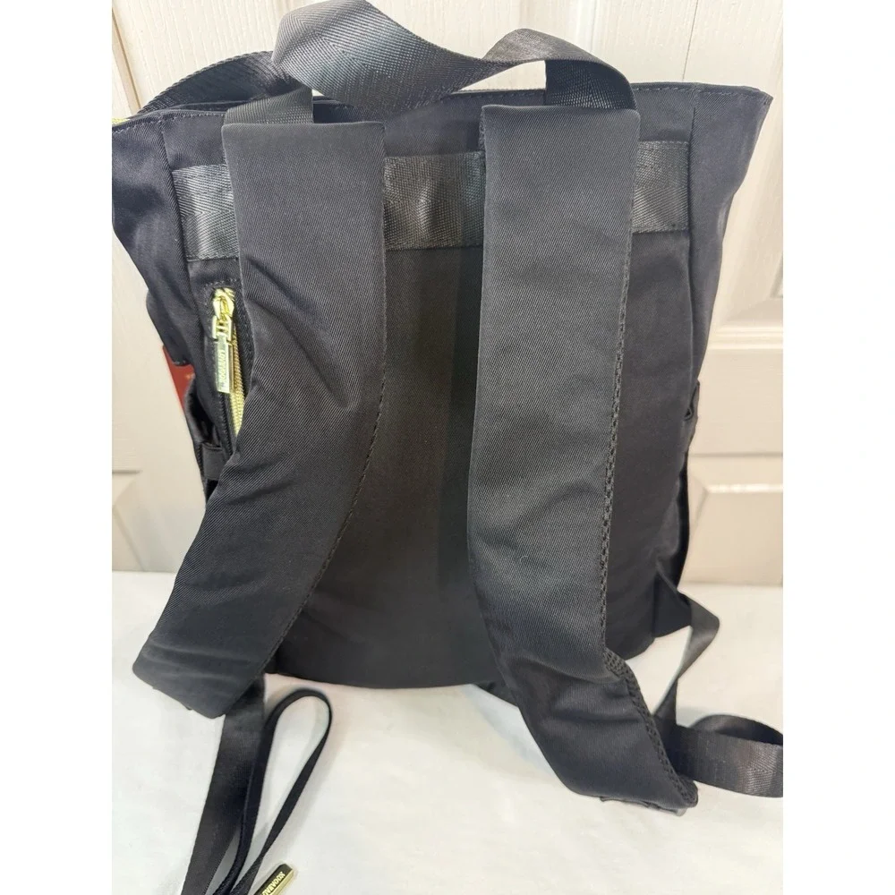 Black Lovevook Backpack Tote Bag 2-Piece Set w/ Pouch Gold Zippers NWT‎